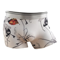 Cartoon Men's Boxer Panties Ice Silk Print Floral Mid-waist Breathable Boxers