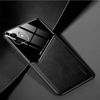 Magnetic leather grain mobile phone case full lens