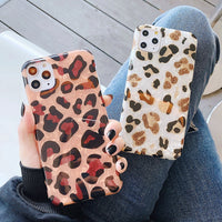 Compatible with Apple, Shockproof Silicone Soft Case for IPhone 11 Pro Xs Max X Xr 7 Plus 8 6S 6 SE 12 Mini Fruits Marble Leopard Bumper Cover