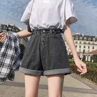 Women's Loose High Waist Cotton Denim Shorts