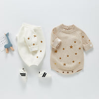 New Baby Knitted Embroidered Woolen Long-sleeved Romper Jumpsuit