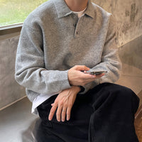 Polo Collar Sweater Men's Autumn And Winter Long Sleeve Lapel Knitwear