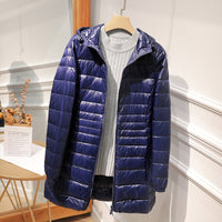 Down Jacket Women's Mid-length Hooded Slim Fit Light Coat