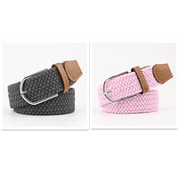 Women's Canvas Belt Student Pants Casual Stretch Braided Needle Buckle