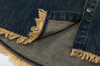 Style Personalized Pocket Design Frayed Cat Beard Shirt Jacket