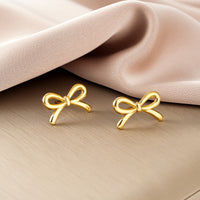 Oval Stainless Steel Earrings, Trendy Geometric Heart Texture, 18K Gold Plated Ear Studs, Titanium Steel