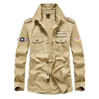 Solid Color Loose Long Sleeves Pocket Shirt