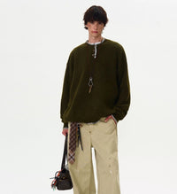 Men's Loose And Versatile Niche Designforward Henley Knit Sweater