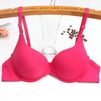 Women's Thin Push Up Adjustable Simple Solid Color Bra With Steel Ring