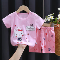 Hildren's Short-sleeved Suit Summer Cotton T-shirt