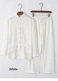 Cotton And Linen Tang Suit Vintage Loose Set