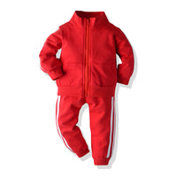 Two Zipper Spring And Autumn Sportswear Suits For Boys And Girls