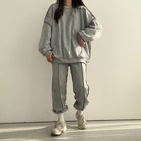 Womens Long-Sleeve Top And Pants Two-Piece Set Fashionable Casual Sportswear