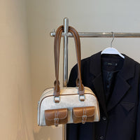 Retro Niche Color-block Commuter Handbag With A Chic Boston-style Underarm Design