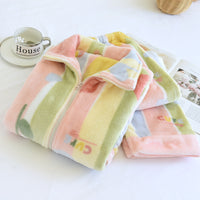 Women's Loose Flannel Fleece-lined Loungewear Suit
