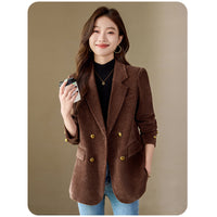 Lady Temperament Casual Gold Velvet Suit Top
