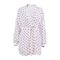 Love Print Long Sleeve Set Tie Front Cardigan Loungewear