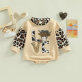 Baby One-piece Romper Leopard Print Patchwork Sleeve Baby Jumpsuit