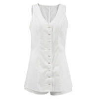 Sheer White Sleeveless Vest And Shorts SetCasual Style
