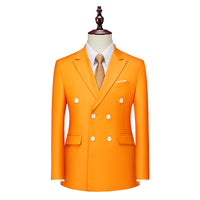 Men's Business Casual Double-breasted Suit Jacket Fashion Solid Color Coat