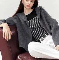 Gray Double-faced Woolen Goods Short Women's Coat