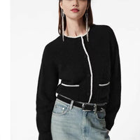 Loose Multicolor All-match Wool Blended Knitted Cardigan Sweater
