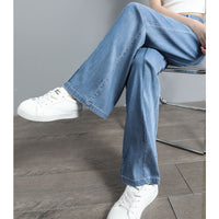 High Waist Straight Small Ice Silk Wide-leg Pants