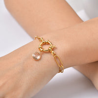 Golden Stainless Steel Small Square Chain With A Zircon Heart