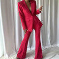 Fashionable And Elegant Flared Pants Suit Two-Piece Set For Women