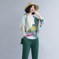 New Short Pleated Top Women's Chiffon Irregular T-shirt Thin