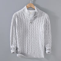 Half-high Neck Thickened Thick Needle Men's Sweater Zip Loose Pullover Knitwear