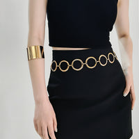 Fashion Circle Metal Waist Chain Women's Decorative Dress With Chain Belt Senior Hollow Accessories