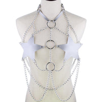 Leather Pentagram Chest Belt Body Chain