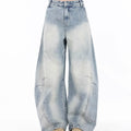 Vintage Distressed Straight Wide Leg Jeans