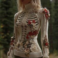 Womens 3D Digital Print Loose Crew-Neck Sweatshirt