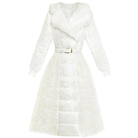 Mid-length Thickened And Fleeced Girl Lace Cotton Suit