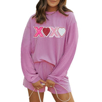 Trendy Printed Womens Long-Sleeve Hoodie And Shorts Two-Piece Set