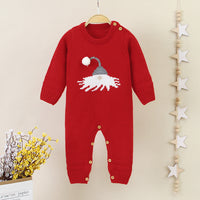 Baby Body Christmas Hat Knitted One-piece Long Sleeves Romper
