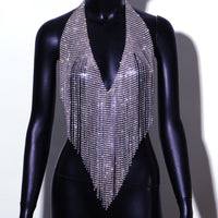 Accessories Exaggerated Long Fringed Rhinestone Chest Chain
