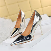 Super High Heel Metal Stone Pattern Retro