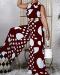 Summer Fashion Polka Dot Squandered Waist Jumpsuit Women