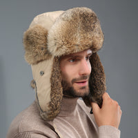 Rabbit Fur Unisex Thickened Warm Ear Protection Cold-proof Outdoor Hat