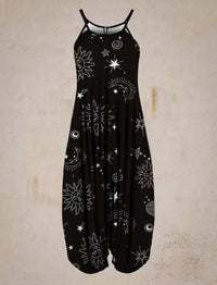 Printed Harem Hanging Crotch Jumpsuit