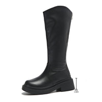 Round-Toe High-Heel Over-the-Knee Boots With Back ZipperComfortable And Minimalist Style