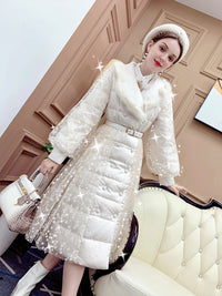 Mid-length Thickened And Fleeced Girl Lace Cotton Suit
