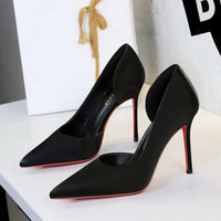 Pointed Toe Shallow Mouth Red Bottom High Heels Women