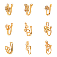 Copper Inlaid Zircon Star Love Crown Nose Ring