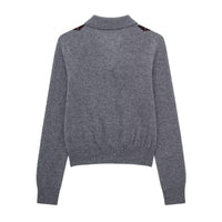 Womens Fashion Lapel Long-Sleeve Single-Breasted Knit Cardigan
