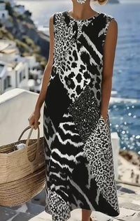 Women's Fashionable Sleeveless Leopard-Print Dress