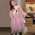Vintage Knitted Tassel Fleece-lined Thickened Shawl Cape Coat